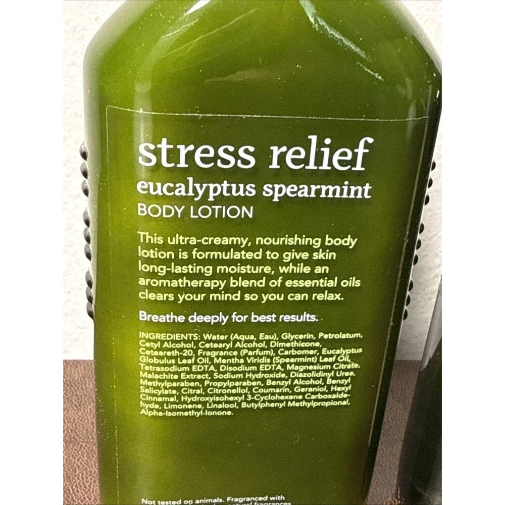 Bath & Body Works Stress Relief Body Lotion & Massage Oil Eucalyptus Spearmint